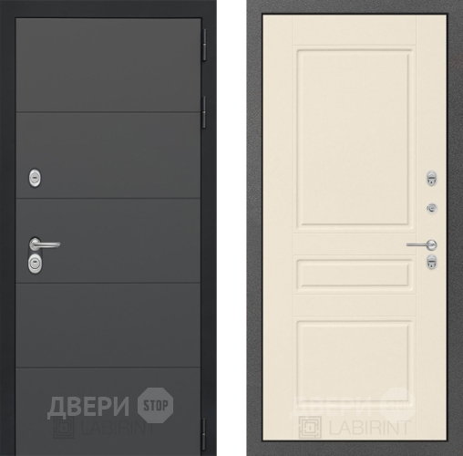 Входная металлическая Дверь Лабиринт (LABIRINT) Art 03 Крем софт в Электрогорске