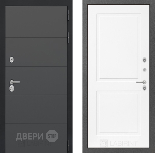Входная металлическая Дверь Лабиринт (LABIRINT) Art 11 Белый софт в Электрогорске