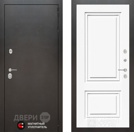 Входная металлическая Дверь Лабиринт (LABIRINT) Silver 26 Белый (RAL-9003) в Электрогорске