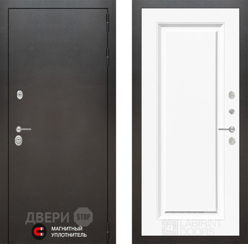Входная металлическая Дверь Лабиринт (LABIRINT) Silver 27 Белый (RAL-9003) в Электрогорске