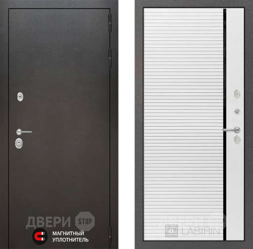 Входная металлическая Дверь Лабиринт (LABIRINT) Silver 22 Белый софт в Электрогорске