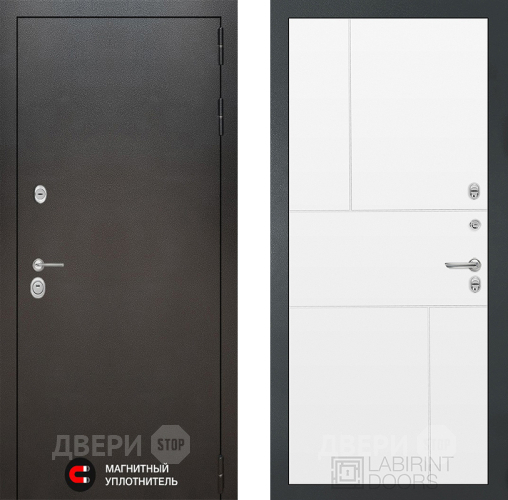 Входная металлическая Дверь Лабиринт (LABIRINT) Silver 21 Белый софт в Электрогорске