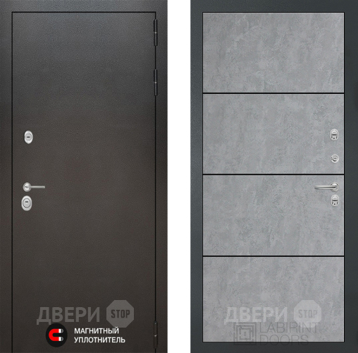 Входная металлическая Дверь Лабиринт (LABIRINT) Silver 25 Бетон светлый в Электрогорске