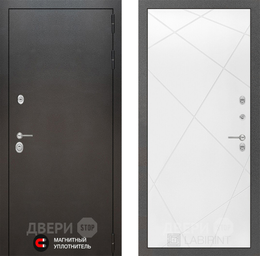 Входная металлическая Дверь Лабиринт (LABIRINT) Silver 24 Белый софт в Электрогорске
