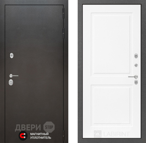 Входная металлическая Дверь Лабиринт (LABIRINT) Silver 11 Белый софт в Электрогорске