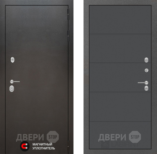 Входная металлическая Дверь Лабиринт (LABIRINT) Silver 13 Графит софт в Электрогорске