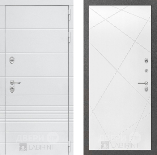 Входная металлическая Дверь Лабиринт (LABIRINT) Трендо 24 Белый софт в Электрогорске