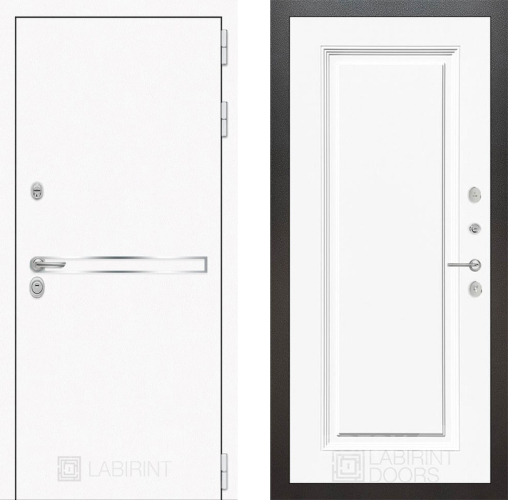 Входная металлическая Дверь Лабиринт (LABIRINT) Лайн White 27 Белый (RAL-9003) в Электрогорске
