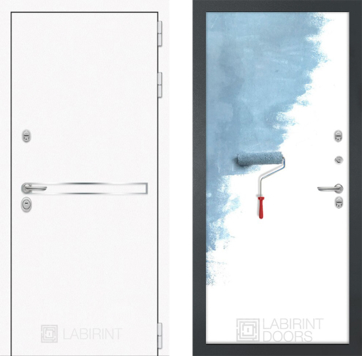 Входная металлическая Дверь Лабиринт (LABIRINT) Лайн White 28 Под покраску в Электрогорске