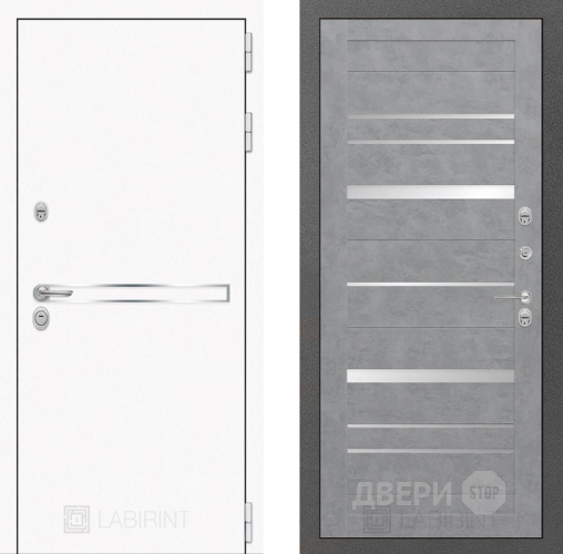 Входная металлическая Дверь Лабиринт (LABIRINT) Лайн White 20 Бетон светлый в Электрогорске