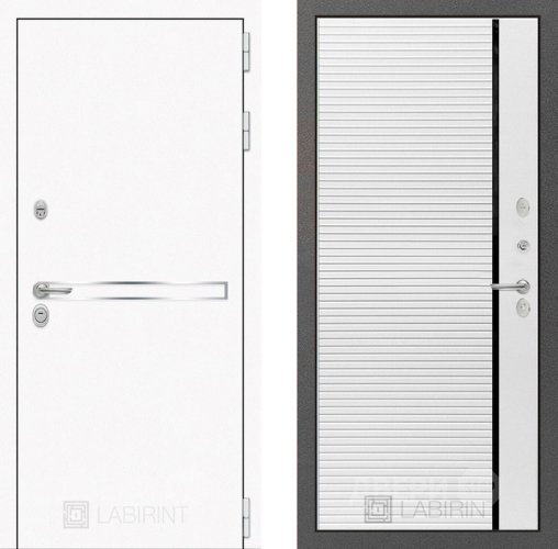 Входная металлическая Дверь Лабиринт (LABIRINT) Лайн White 22 Белый софт в Электрогорске