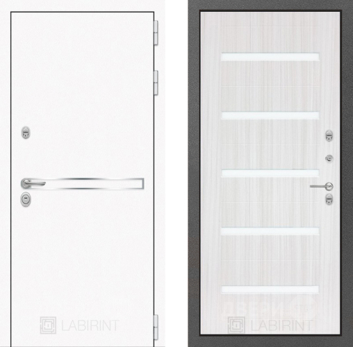 Входная металлическая Дверь Лабиринт (LABIRINT) Лайн White 01 Сандал белый в Электрогорске