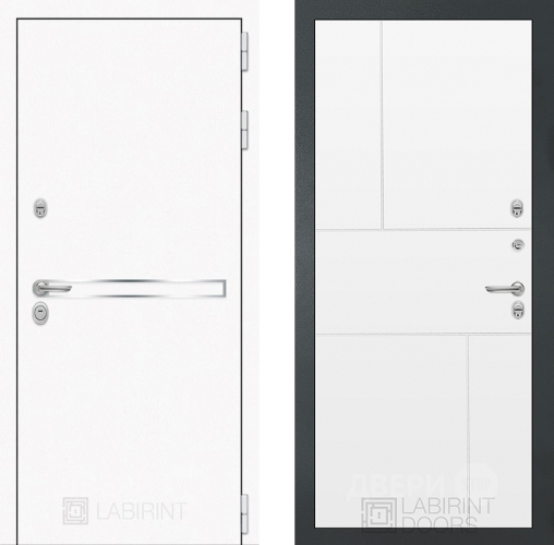 Входная металлическая Дверь Лабиринт (LABIRINT) Лайн White 21 Белый софт в Электрогорске