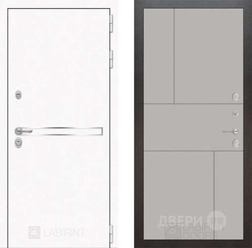 Входная металлическая Дверь Лабиринт (LABIRINT) Лайн White 21 Грей софт в Электрогорске
