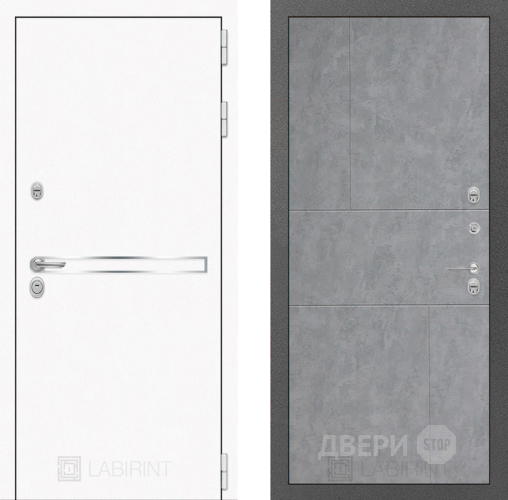 Входная металлическая Дверь Лабиринт (LABIRINT) Лайн White 21 Бетон светлый в Электрогорске