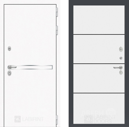Входная металлическая Дверь Лабиринт (LABIRINT) Лайн White 25 Белый софт в Электрогорске