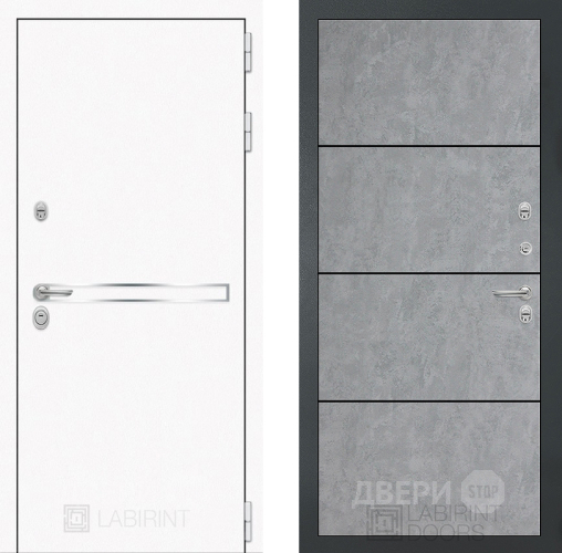 Входная металлическая Дверь Лабиринт (LABIRINT) Лайн White 25 Бетон светлый в Электрогорске
