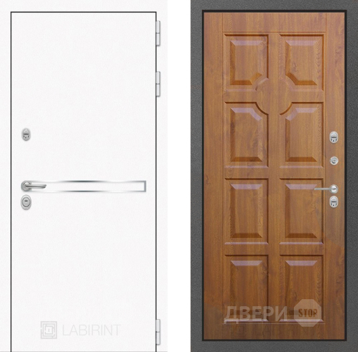 Входная металлическая Дверь Лабиринт (LABIRINT) Лайн White 17 Дуб золото в Электрогорске