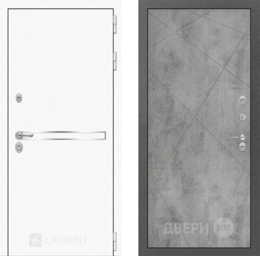 Входная металлическая Дверь Лабиринт (LABIRINT) Лайн White 24 Бетон светлый в Электрогорске