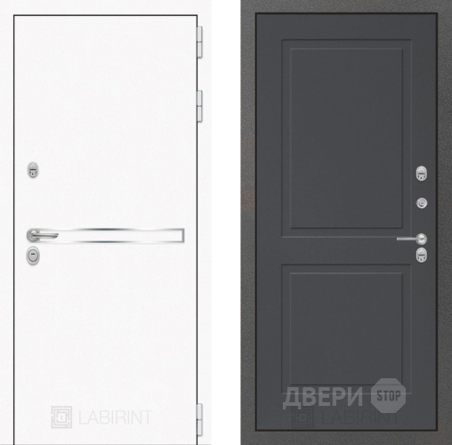 Входная металлическая Дверь Лабиринт (LABIRINT) Лайн White 11 Графит софт в Электрогорске