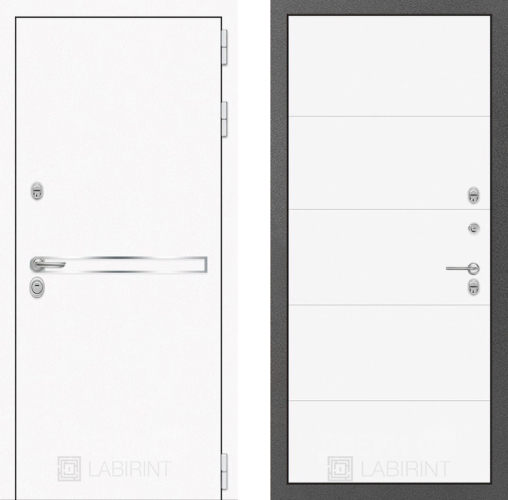 Входная металлическая Дверь Лабиринт (LABIRINT) Лайн White 13 Белый софт в Электрогорске