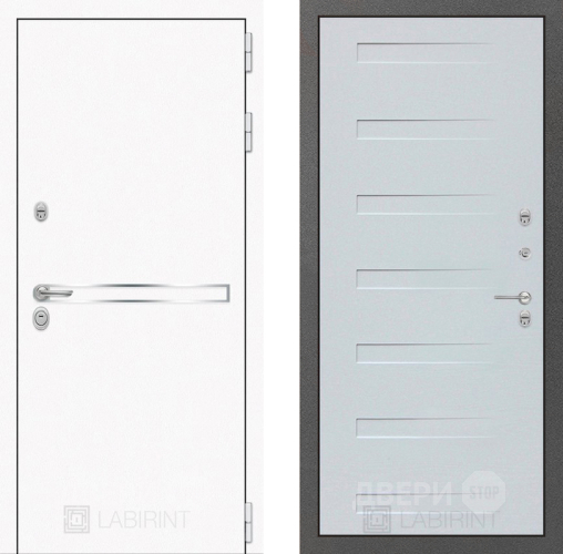 Входная металлическая Дверь Лабиринт (LABIRINT) Лайн White 14 Дуб кантри белый горизонтальный в Электрогорске