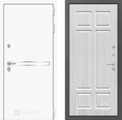 Входная металлическая Дверь Лабиринт (LABIRINT) Лайн White 08 Кристалл вуд в Электрогорске