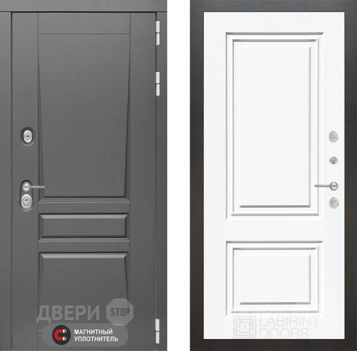 Входная металлическая Дверь Лабиринт (LABIRINT) Платинум 26 Белый (RAL-9003) в Электрогорске