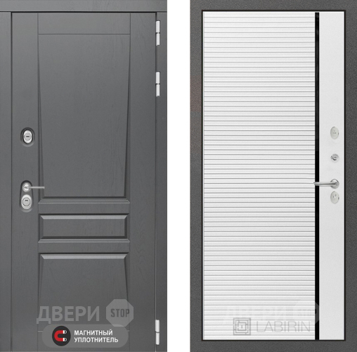 Входная металлическая Дверь Лабиринт (LABIRINT) Платинум 22 Белый софт в Электрогорске