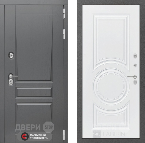 Входная металлическая Дверь Лабиринт (LABIRINT) Платинум 23 Белый софт в Электрогорске