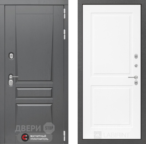Входная металлическая Дверь Лабиринт (LABIRINT) Платинум 11 Белый софт в Электрогорске