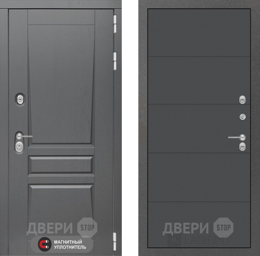 Входная металлическая Дверь Лабиринт (LABIRINT) Платинум 13 Графит софт в Электрогорске