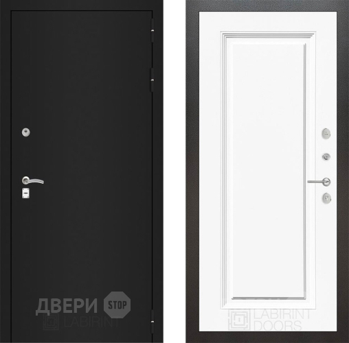 Дверь Лабиринт (LABIRINT) Classic шагрень черная 27 Белый (RAL-9003) в Электрогорске