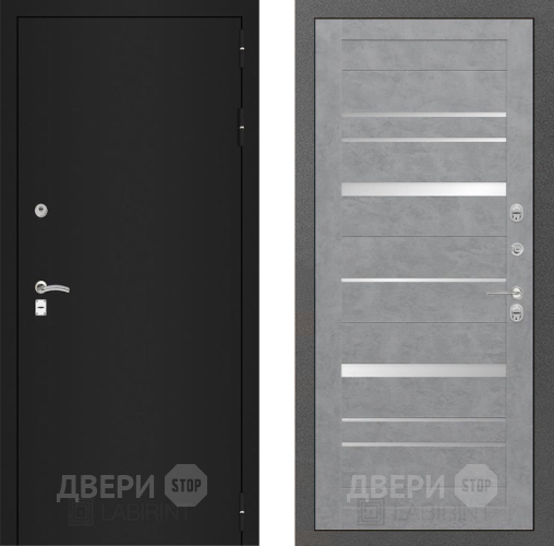 Дверь Лабиринт (LABIRINT) Classic шагрень черная 20 Бетон светлый в Электрогорске