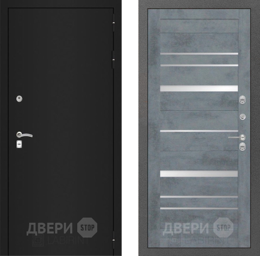 Входная металлическая Дверь Лабиринт (LABIRINT) Classic шагрень черная 20 Бетон темный в Электрогорске