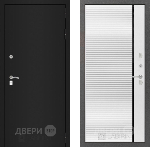 Входная металлическая Дверь Лабиринт (LABIRINT) Classic шагрень черная 22 Белый софт в Электрогорске