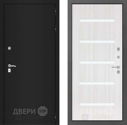 Дверь Лабиринт (LABIRINT) Classic шагрень черная 01 Сандал белый в Электрогорске