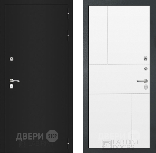 Входная металлическая Дверь Лабиринт (LABIRINT) Classic шагрень черная 21 Белый софт в Электрогорске