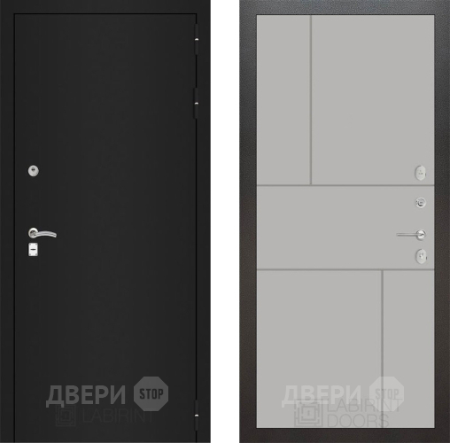 Входная металлическая Дверь Лабиринт (LABIRINT) Classic шагрень черная 21 Грей софт в Электрогорске