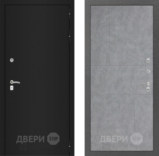 Дверь Лабиринт (LABIRINT) Classic шагрень черная 21 Бетон светлый в Электрогорске