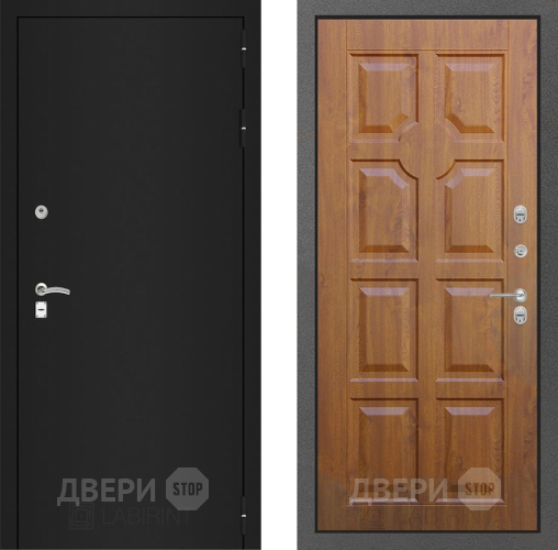Входная металлическая Дверь Лабиринт (LABIRINT) Classic шагрень черная 17 Дуб золото в Электрогорске