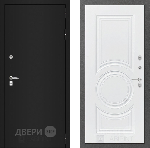 Входная металлическая Дверь Лабиринт (LABIRINT) Classic шагрень черная 23 Белый софт в Электрогорске