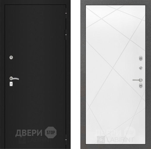 Дверь Лабиринт (LABIRINT) Classic шагрень черная 24 Белый софт в Электрогорске