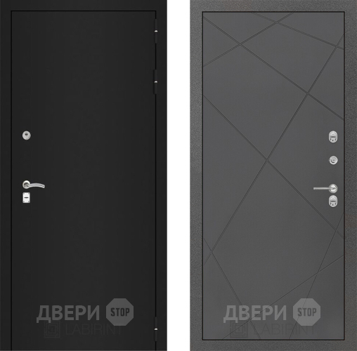 Входная металлическая Дверь Лабиринт (LABIRINT) Classic шагрень черная 24 Графит софт в Электрогорске