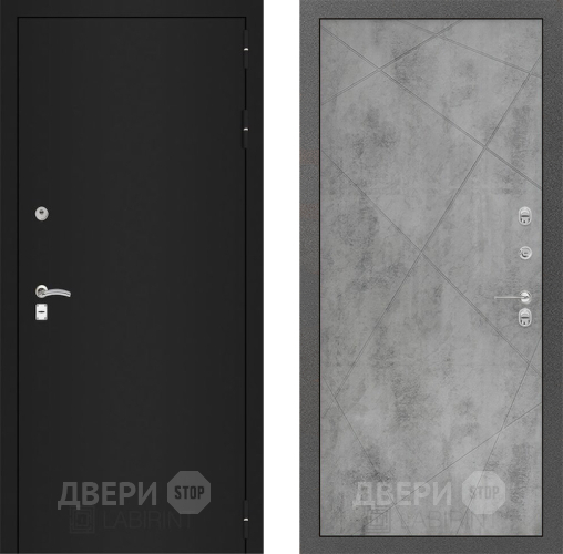Дверь Лабиринт (LABIRINT) Classic шагрень черная 24 Бетон светлый в Электрогорске