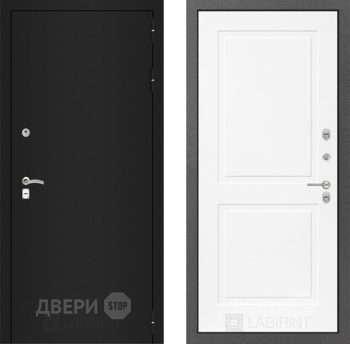 Дверь Лабиринт (LABIRINT) Classic шагрень черная 11 Белый софт в Электрогорске
