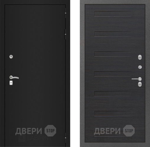 Входная металлическая Дверь Лабиринт (LABIRINT) Classic шагрень черная 14 Эковенге поперечный в Электрогорске