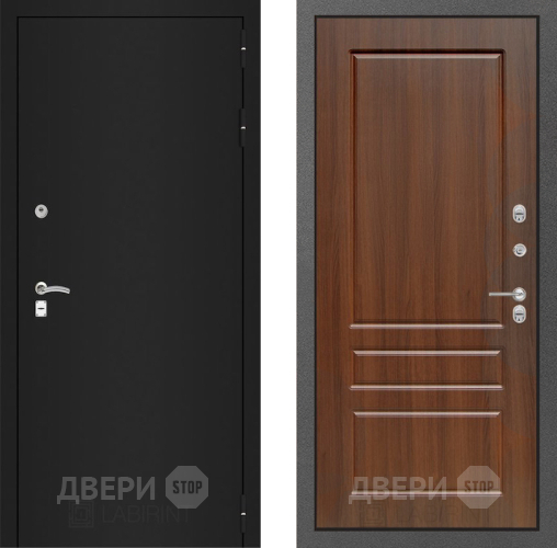 Входная металлическая Дверь Лабиринт (LABIRINT) Classic шагрень черная 03 Орех бренди в Электрогорске