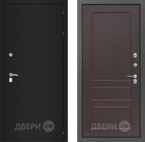 Входная металлическая Дверь Лабиринт (LABIRINT) Classic шагрень черная 03 Орех премиум в Электрогорске