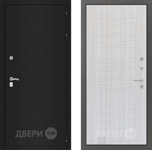 Входная металлическая Дверь Лабиринт (LABIRINT) Classic шагрень черная 06 Сандал белый в Электрогорске